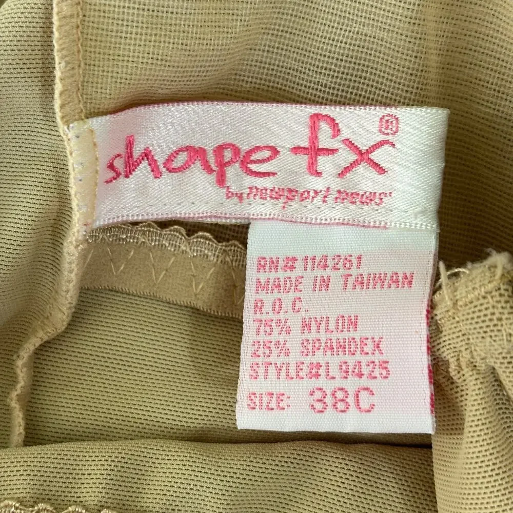 Shape Fx Slip with Built In Underwire Bra Size 38C Beige Shapewear Lace Hem